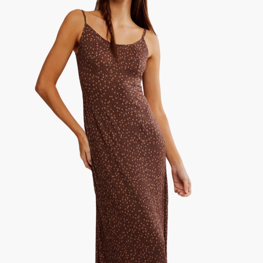 Free People Zoey Printed Low Back Maxi Slipdress NWT